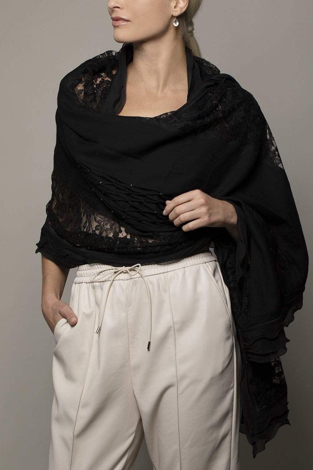 JANAVI INDIA-Rushing Grace Scarf-BLACK