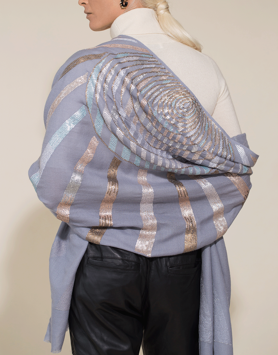 JANAVI INDIA-Pearl Sequence Illusion Scarf-GREY