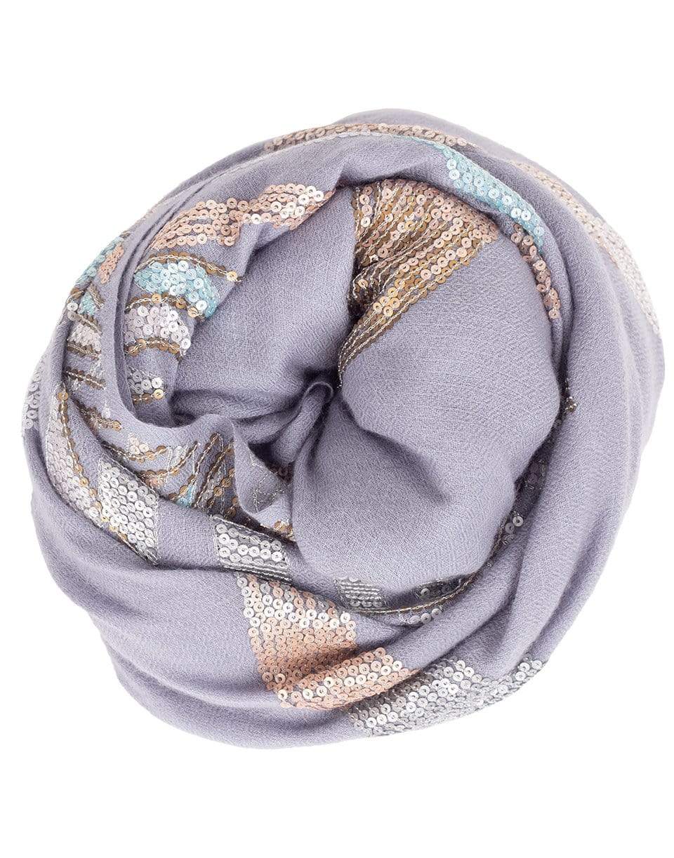 JANAVI INDIA-Pearl Sequence Illusion Scarf-GREY