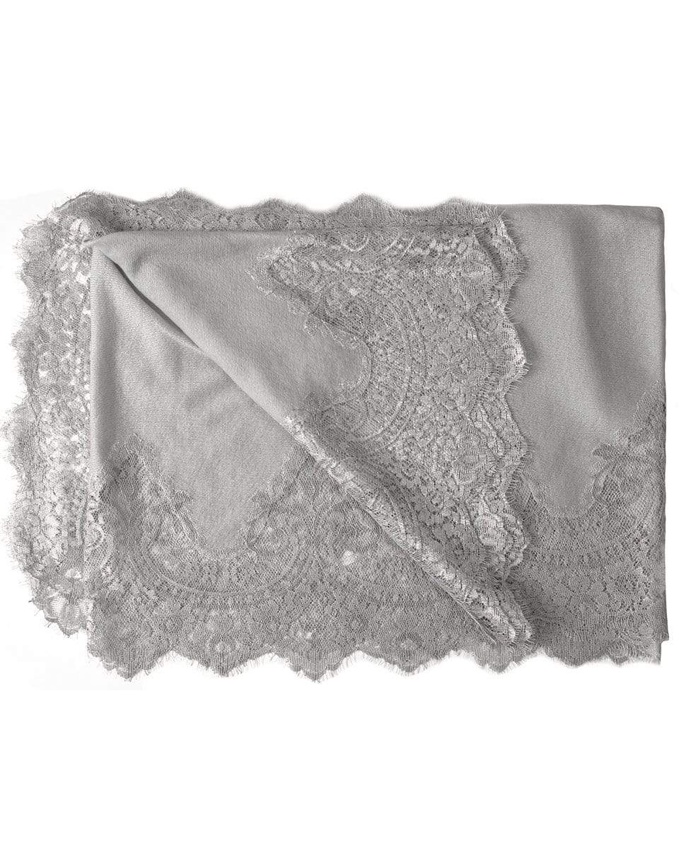JANAVI INDIA-Lace Inset Scarf - Grey Silver-GREY/SILVER