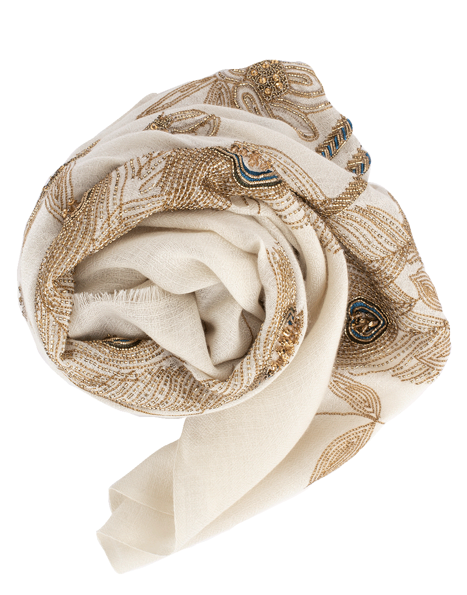 JANAVI INDIA-Peacock Scarf-IVORY
