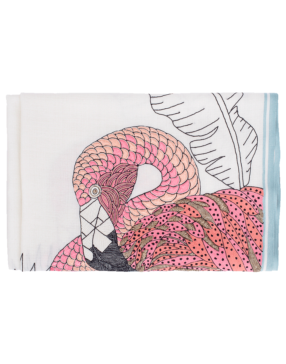 JANAVI INDIA-Safari Begins Flamingo Scarf-IVRY/AQU