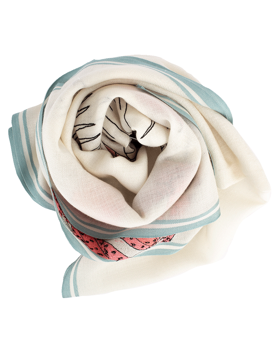 JANAVI INDIA-Safari Begins Flamingo Scarf-IVRY/AQU