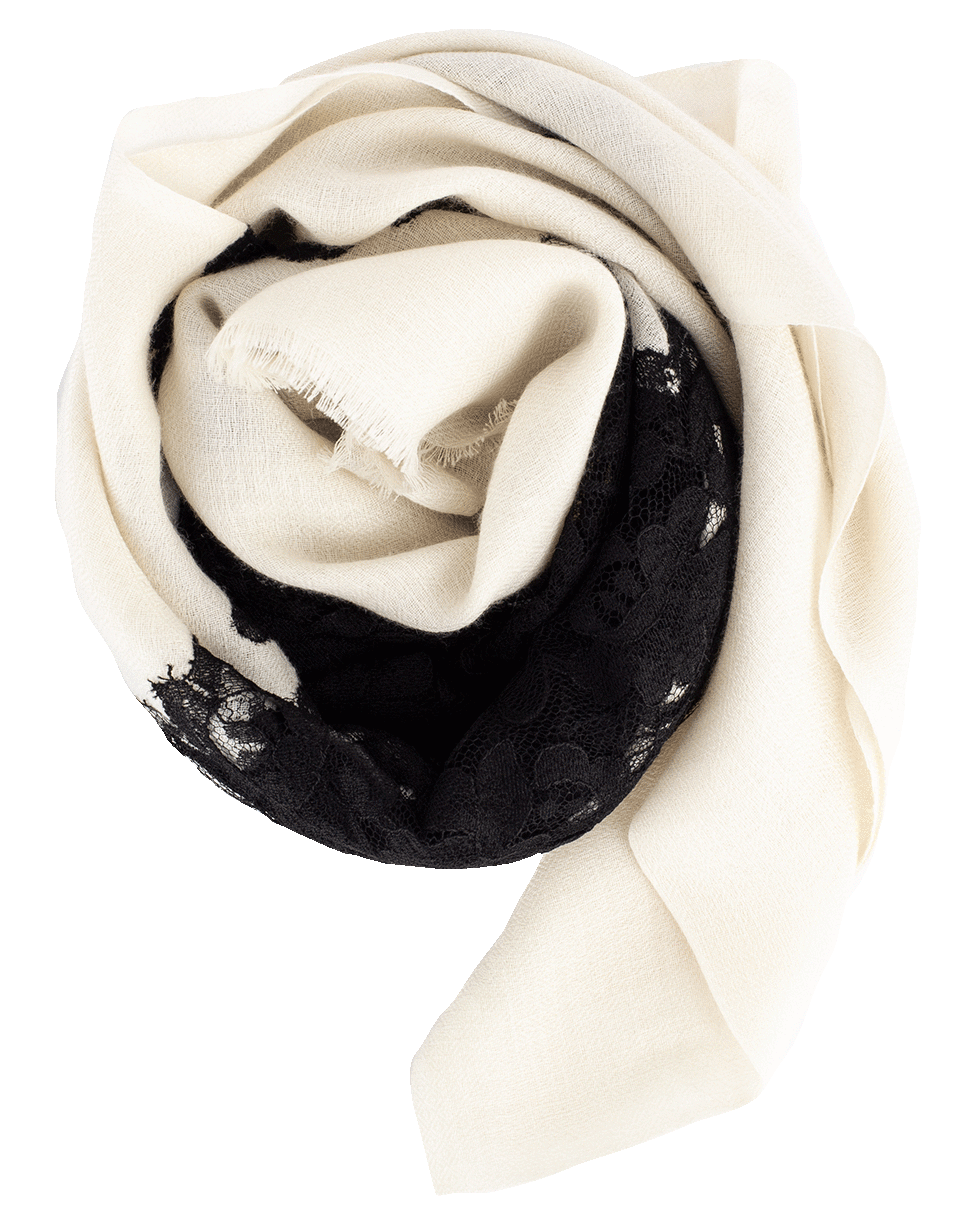 JANAVI INDIA-Lace Panel Scarf-IVRY/BLK
