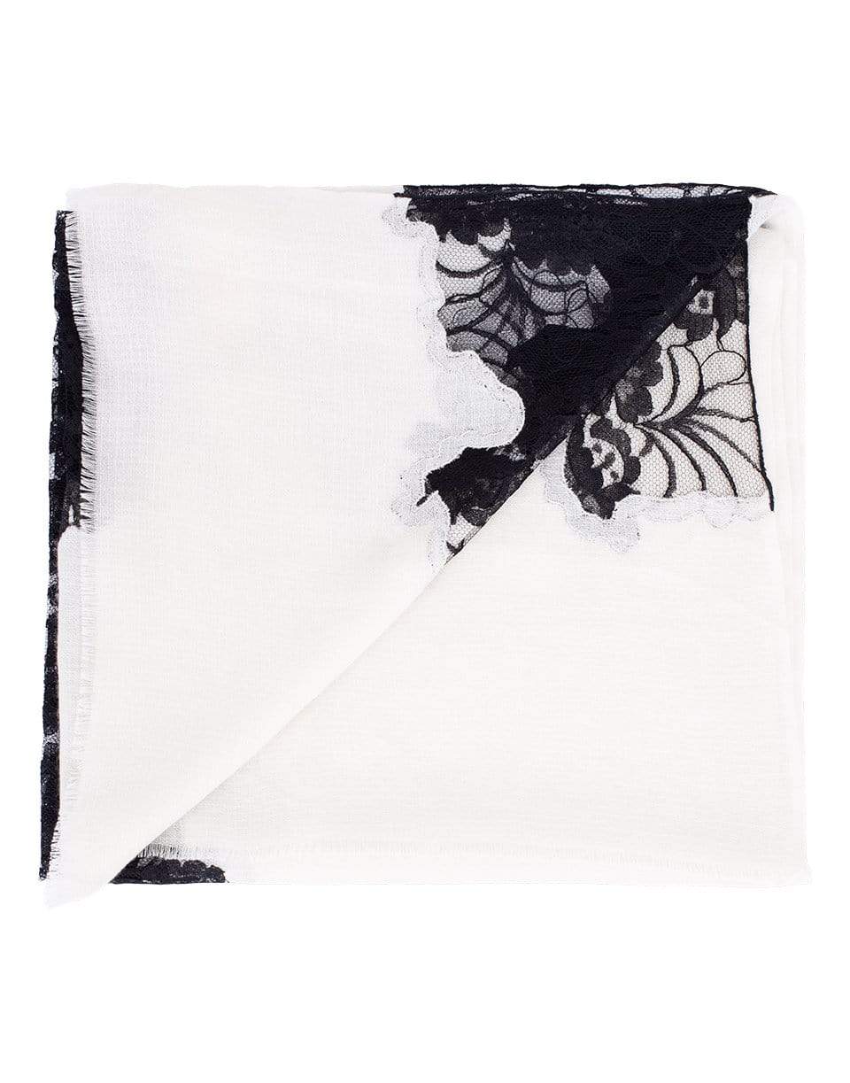 JANAVI INDIA-Lace Panel Scarf-IVRY/BLK