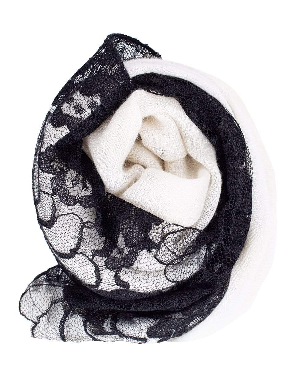 JANAVI INDIA-Lace Panel Scarf-IVRY/BLK