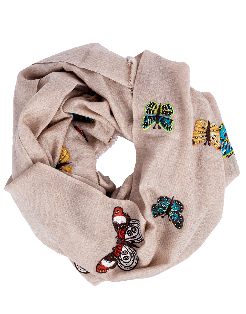 JANAVI INDIA-Beaded Butterfly Scarf-NATURAL