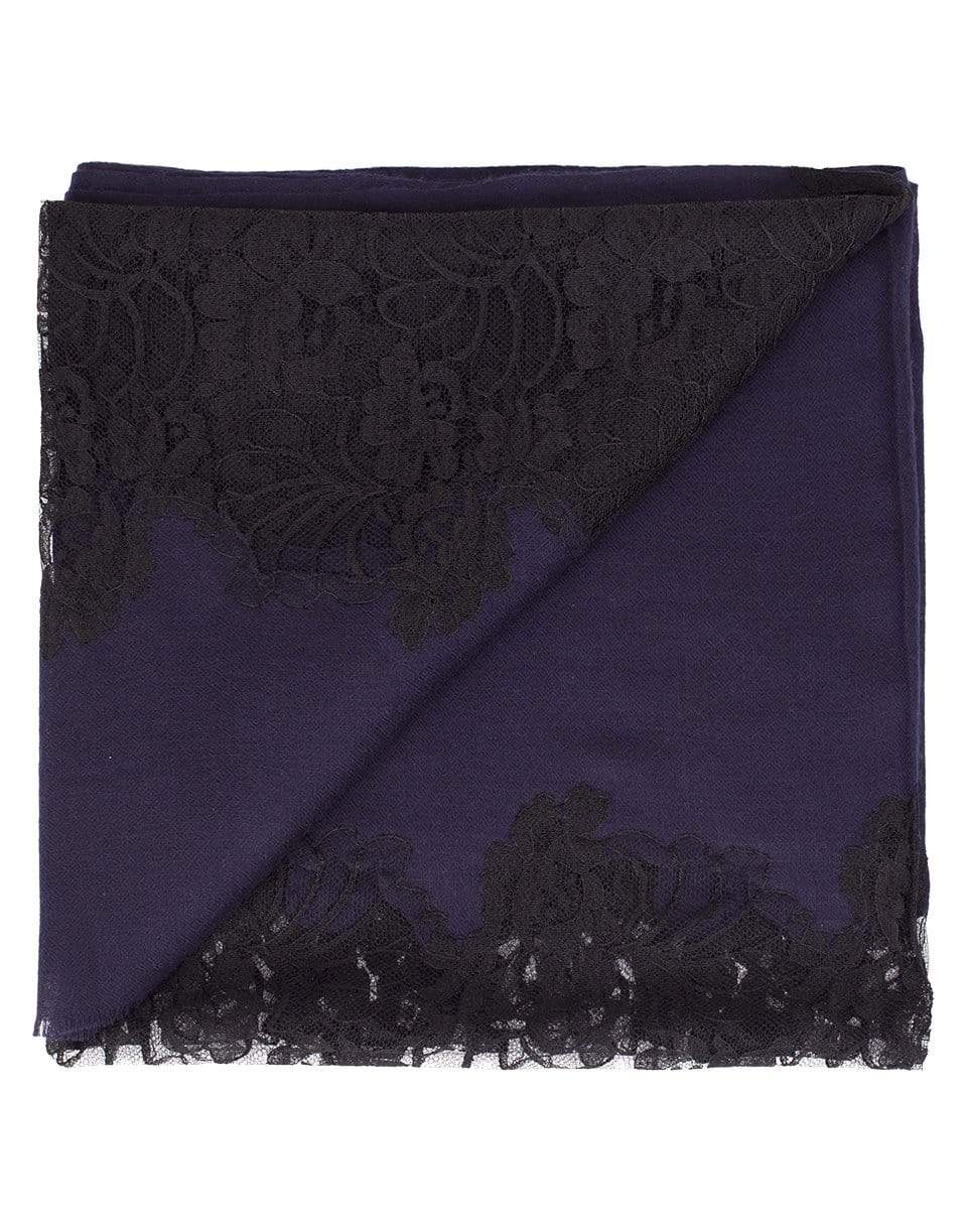 JANAVI INDIA-Lace Panel Scarf-NAVY/BLACK