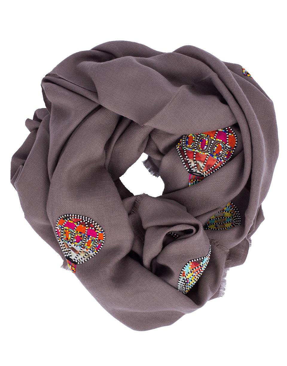 JANAVI INDIA-Beaded Hot Air Balloon Scarf-TAUPE