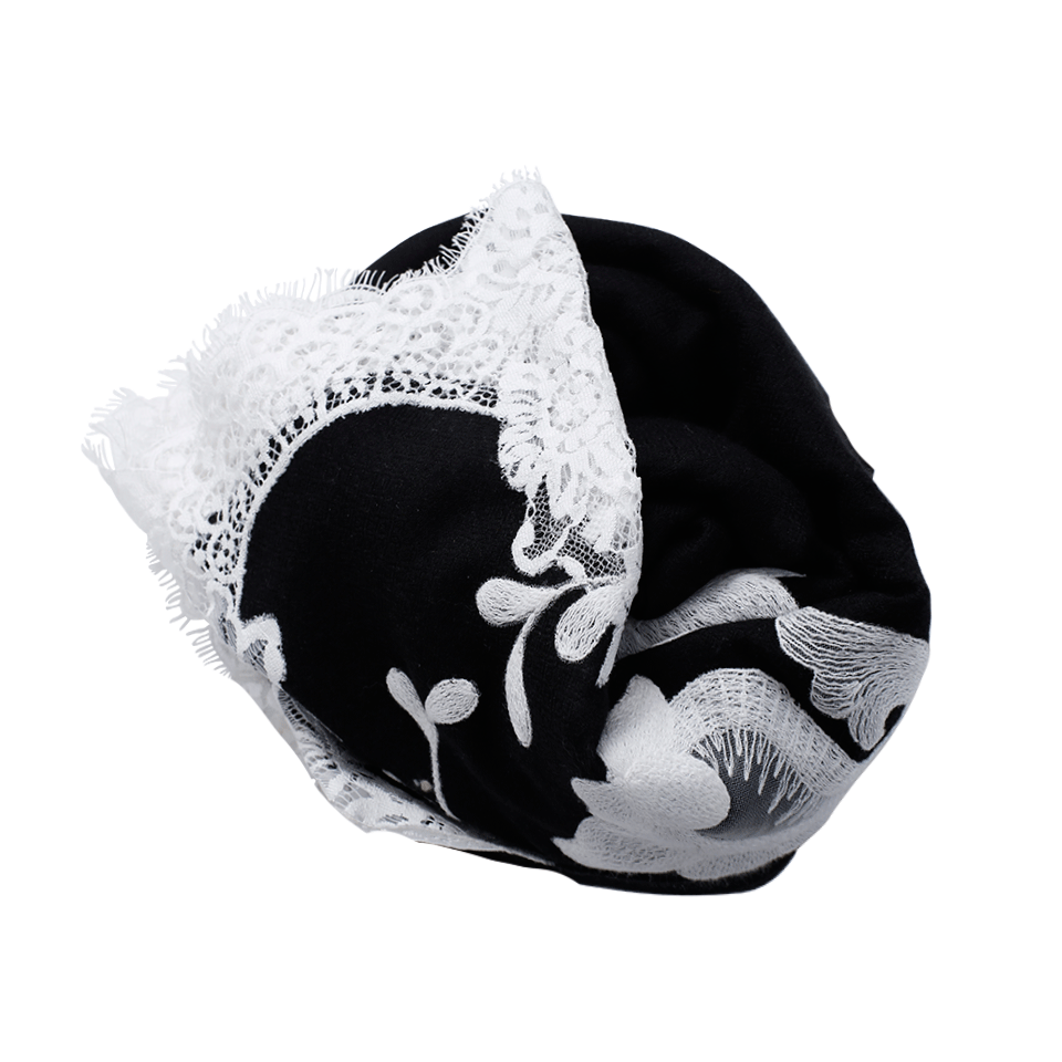 JANAVI INDIA-Paisley Scarf-BLK/WHT
