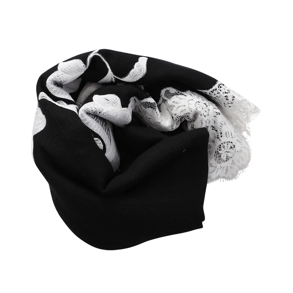 JANAVI INDIA-Paisley Scarf-BLK/WHT