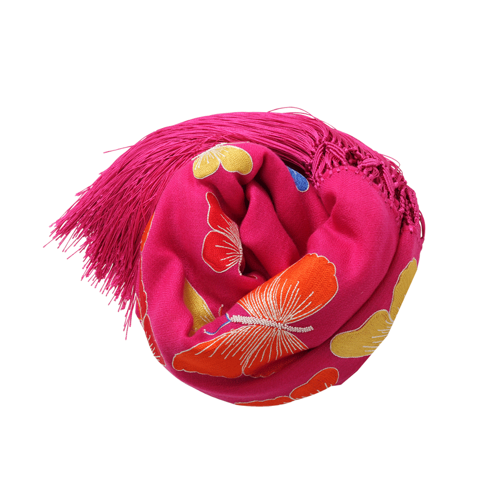 JANAVI INDIA-Flying Butterflies Scarf-HOT PINK