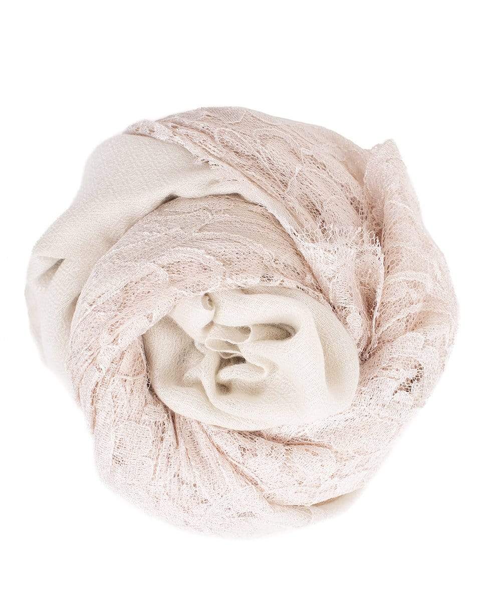 JANAVI INDIA-Ivory Chantilly Center Panel Shawl-IVORY