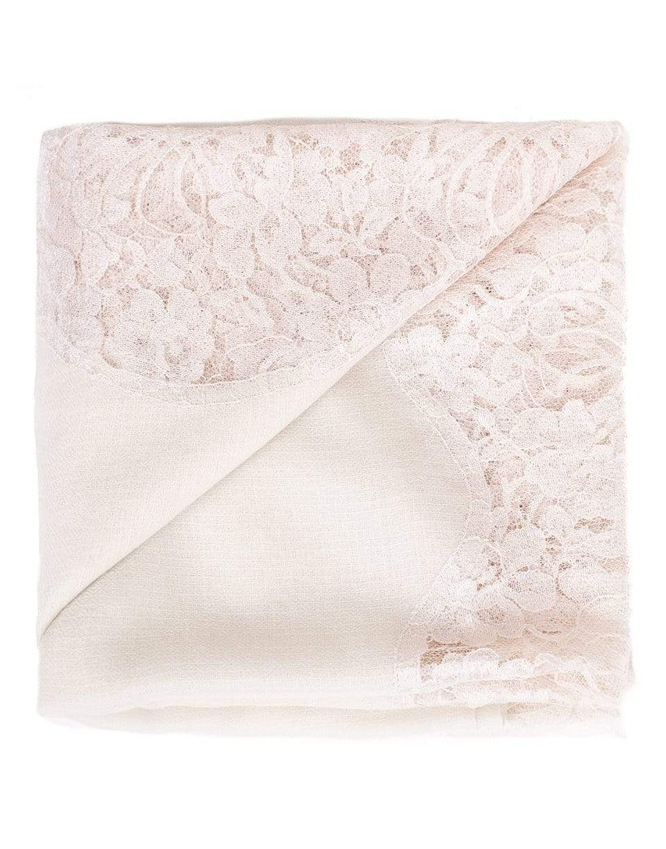 JANAVI INDIA-Ivory Chantilly Center Panel Shawl-IVORY