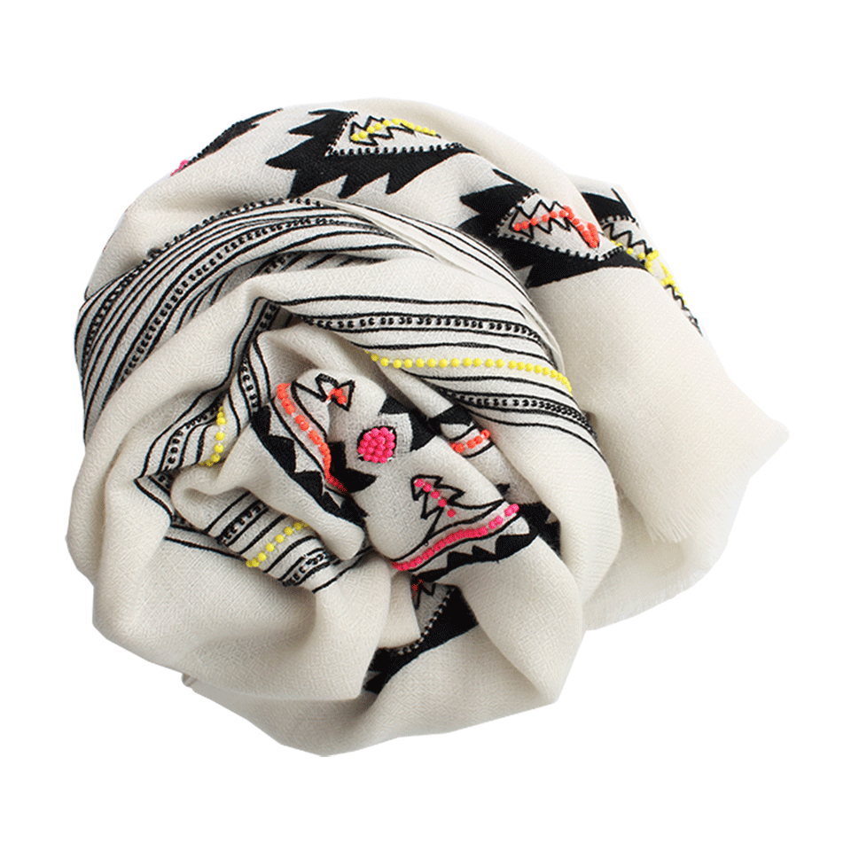 JANAVI INDIA-Motif With Tree Shawl-IVORY