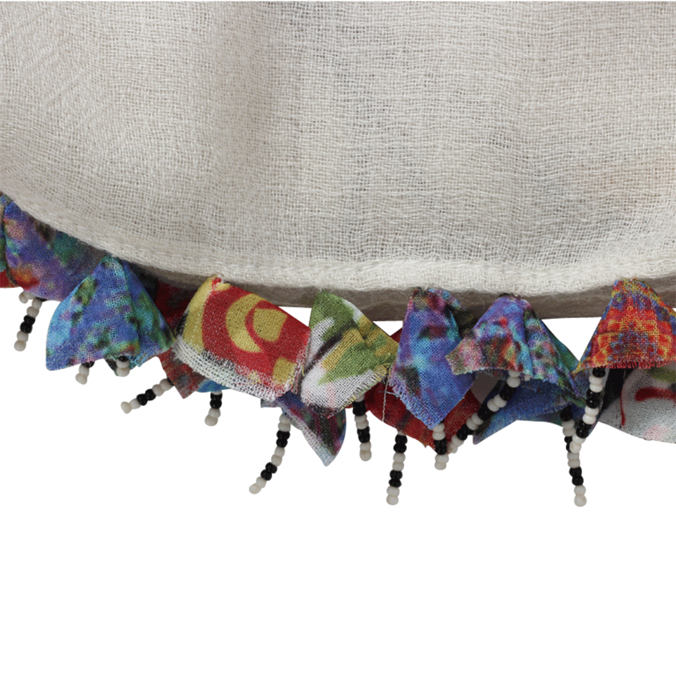 JANAVI INDIA-Kingfisher Bird Scarf-IVORY