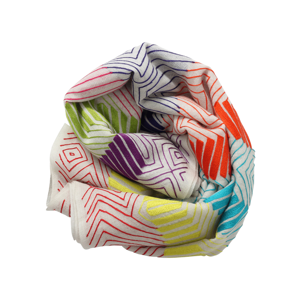 JANAVI INDIA-Polychromatic Zone Scarf-IVORY