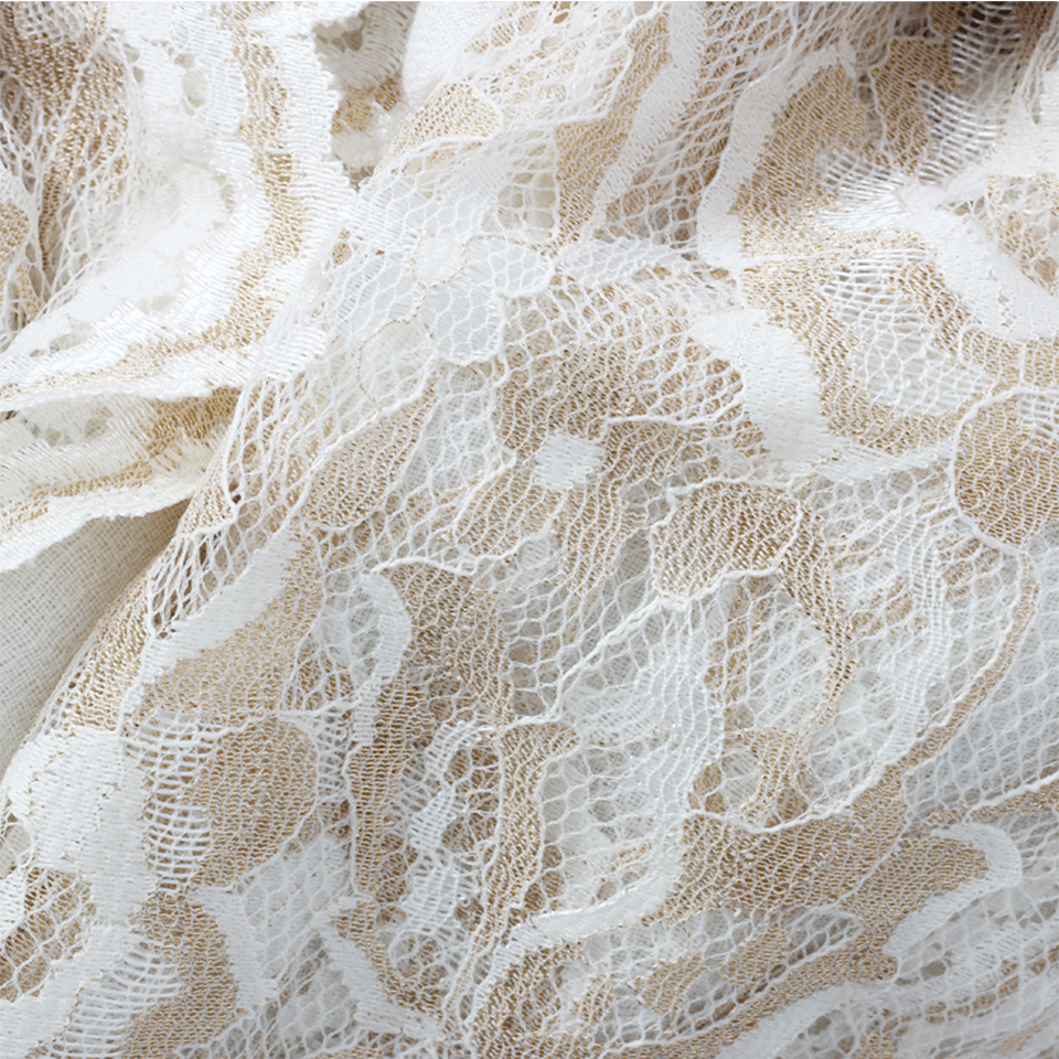 JANAVI INDIA-Metallic Lace Center Scarf-IVRYGOLD