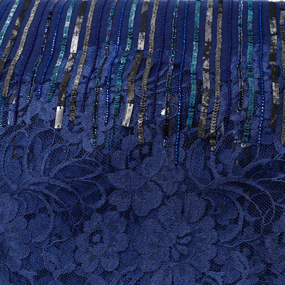JANAVI INDIA-Floral Beaded Scarf-LT NAVY