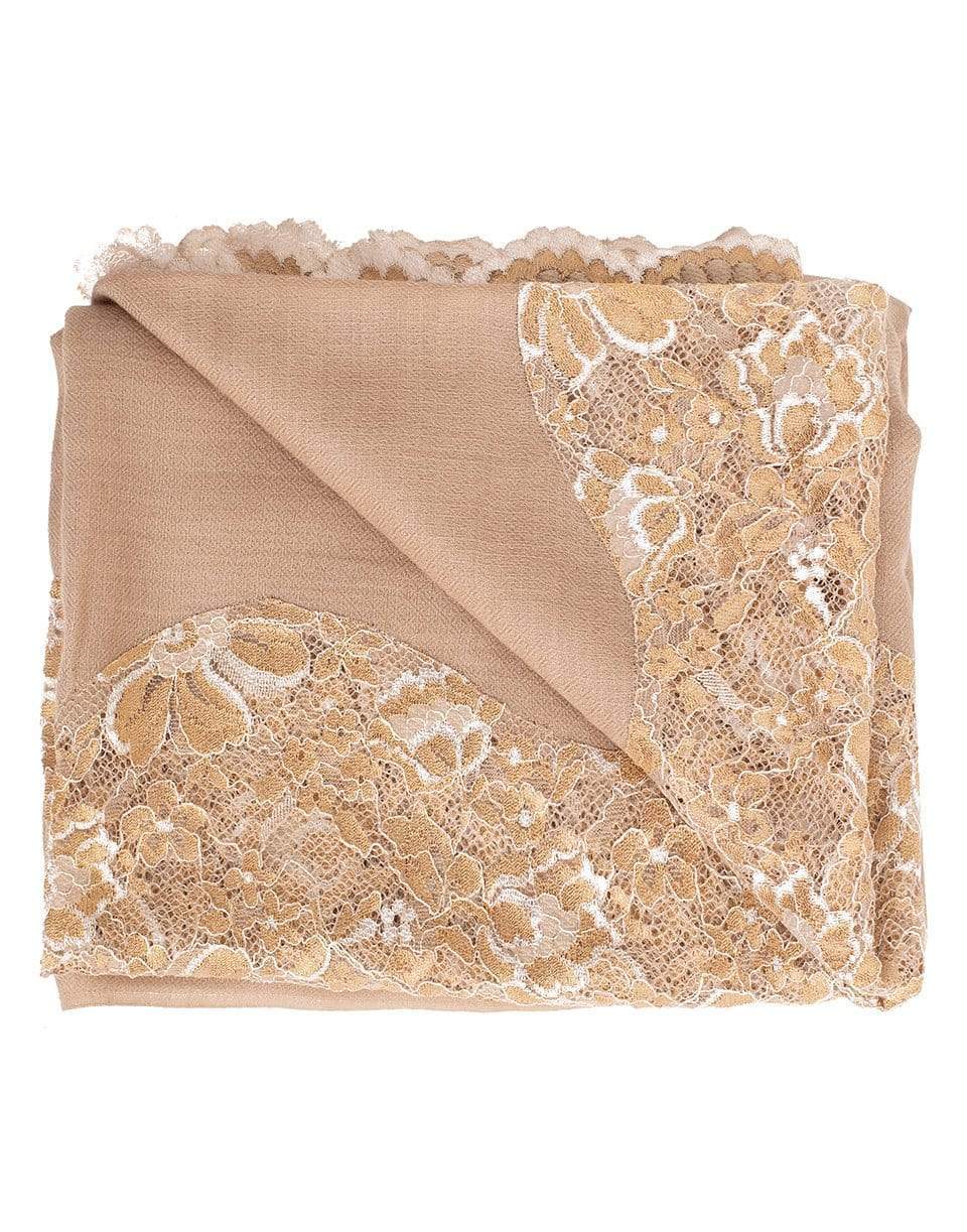 JANAVI INDIA-Natural Chantilly Center Panel Shawl-NATURAL
