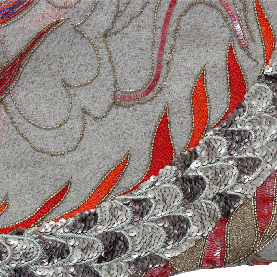 JANAVI INDIA-Golden Master Dragon Scarf-NATURAL