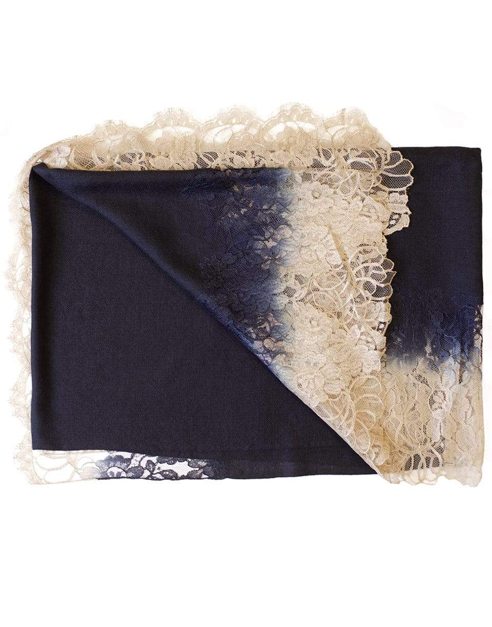 JANAVI INDIA-Three Side Border Lace Shawl-NAVY