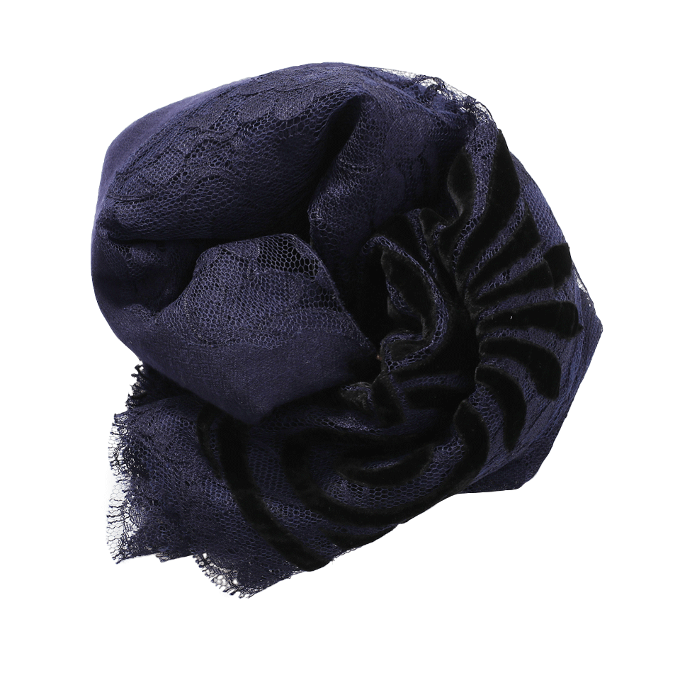JANAVI INDIA-Velvet Lace Scarf-NAVY