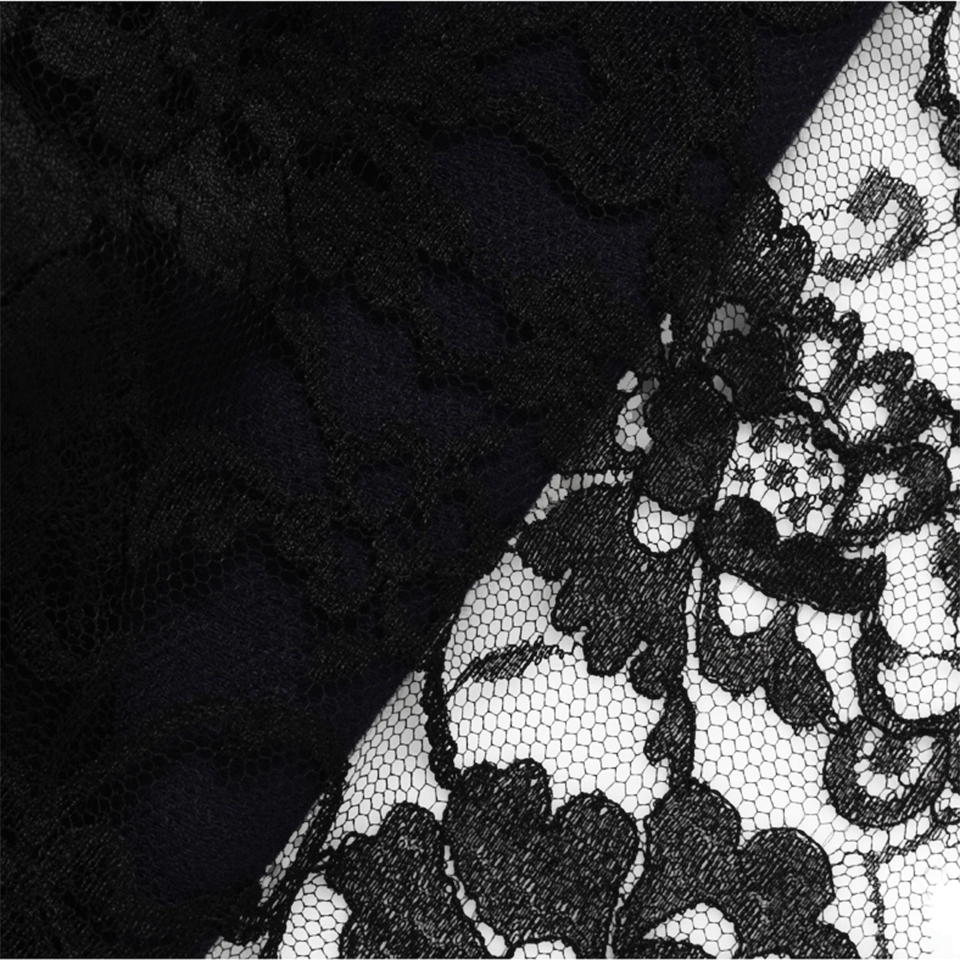 JANAVI INDIA-Chantilly Lace Center Scarf-NAVY/BLK