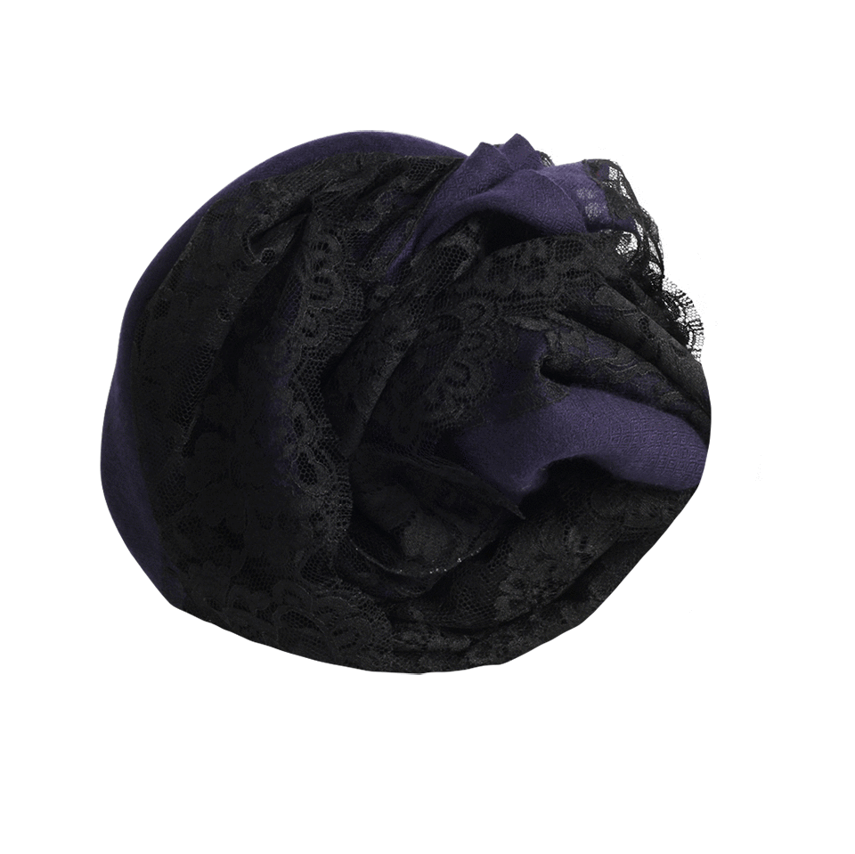JANAVI INDIA-Chantilly Lace Center Scarf-NAVY/BLK