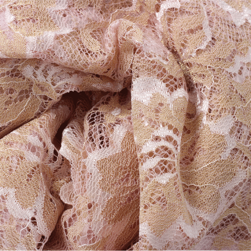 JANAVI INDIA-Metallic Lace Center Scarf-PNKGOLD