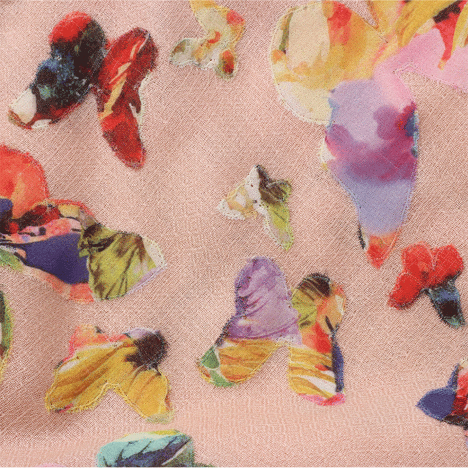 JANAVI INDIA-Printed Butterfly Scarf-SALMON