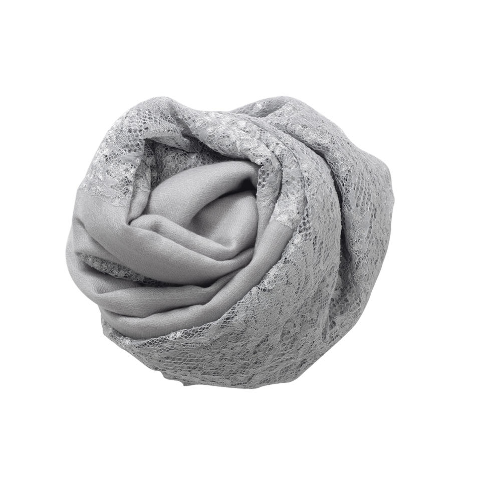 JANAVI INDIA-Metallic Lace Center Scarf-SILVER