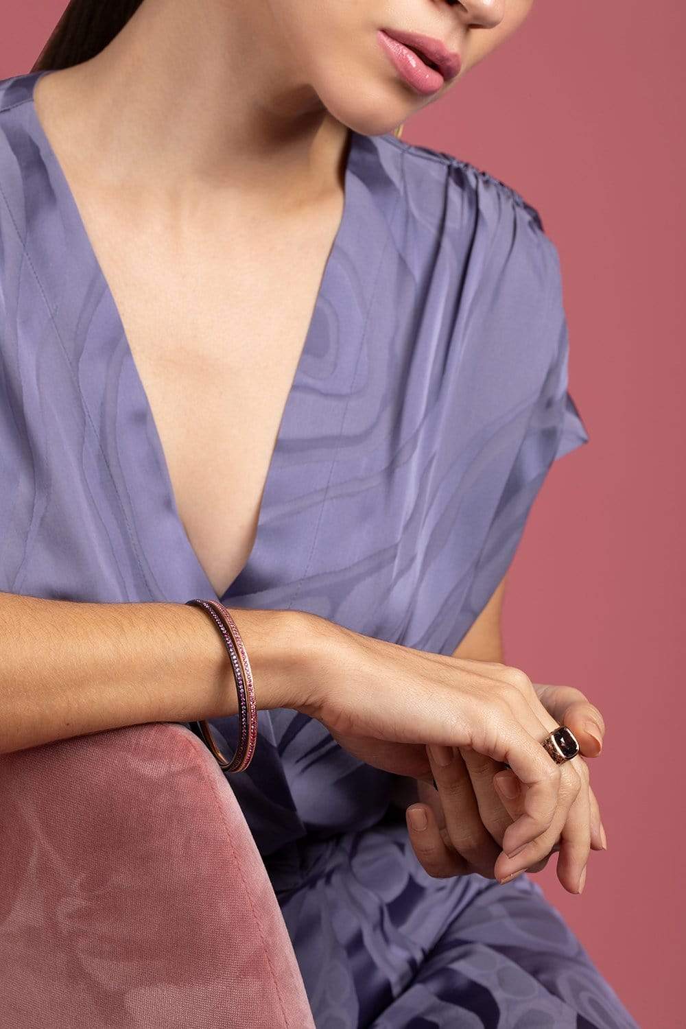 JARED LEHR-Pink Sapphire Bangle-ROSE GOLD