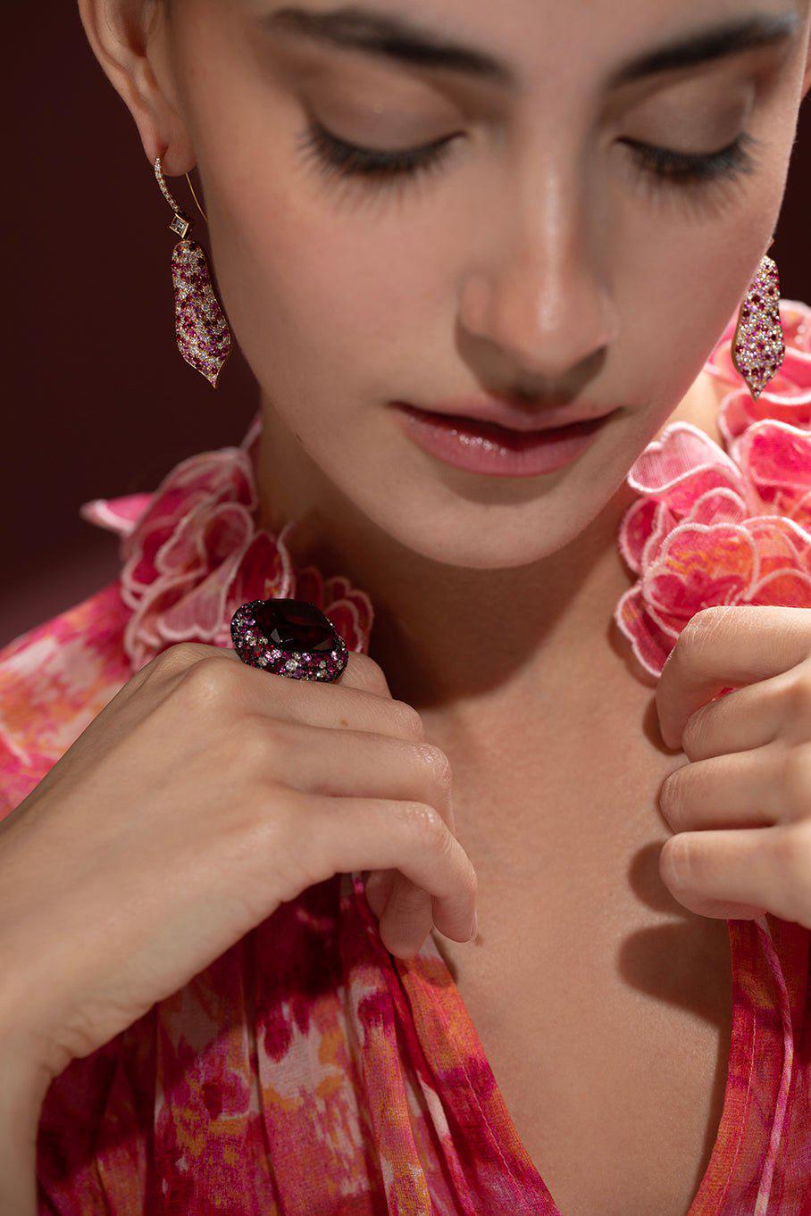 JARED LEHR-Pink Sapphire Diamond Earrings-ROSE GOLD