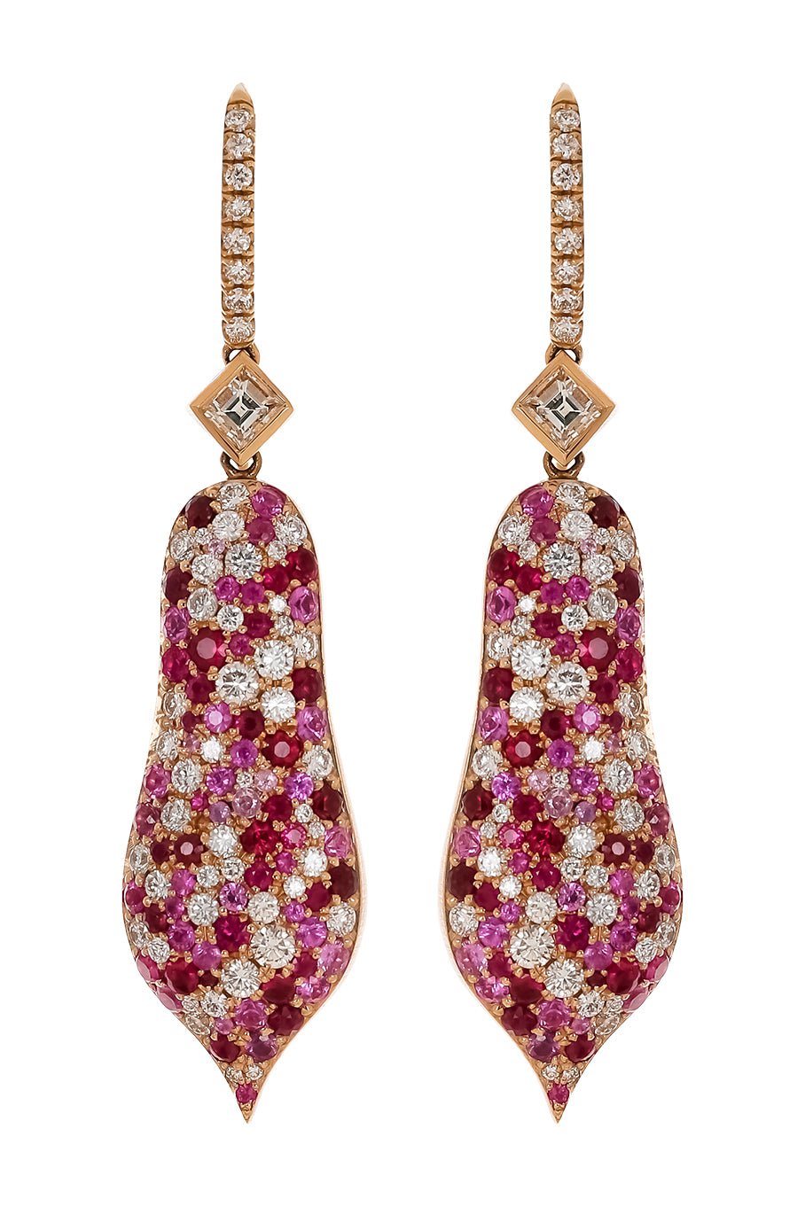 JARED LEHR-Pink Sapphire Diamond Earrings-ROSE GOLD