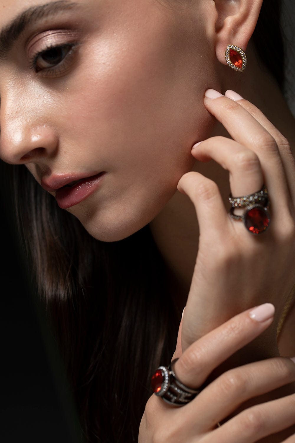 JARED LEHR-Fire Opal and Diamond Studs-YELLOW GOLD