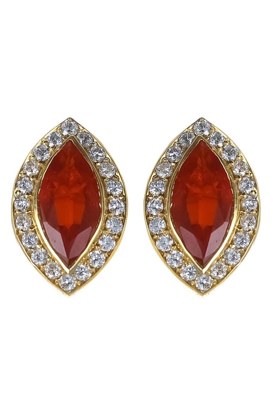 JARED LEHR-Fire Opal and Diamond Studs-YELLOW GOLD