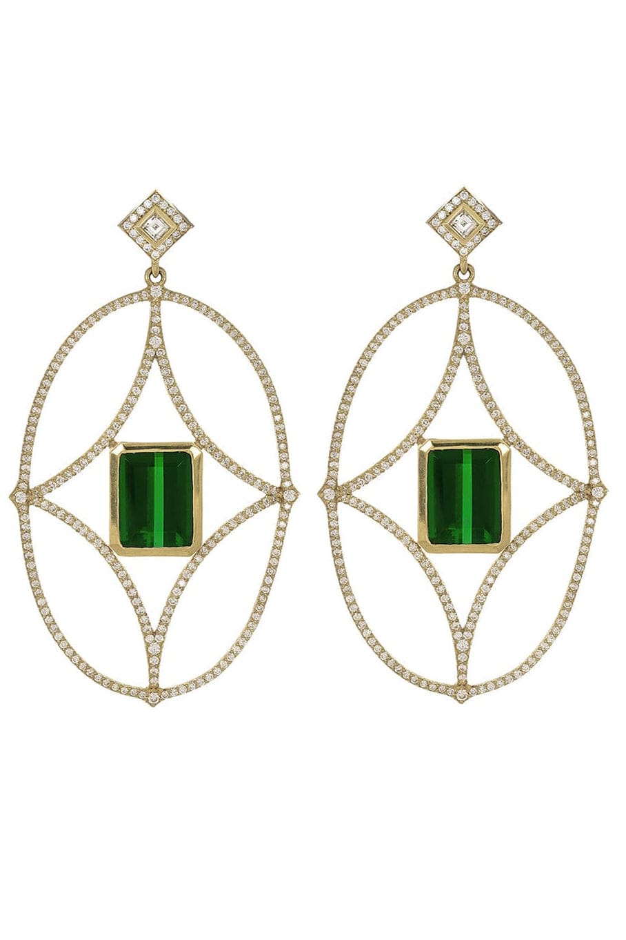 JARED LEHR-Green Toumaline Earrings-YELLOW GOLD