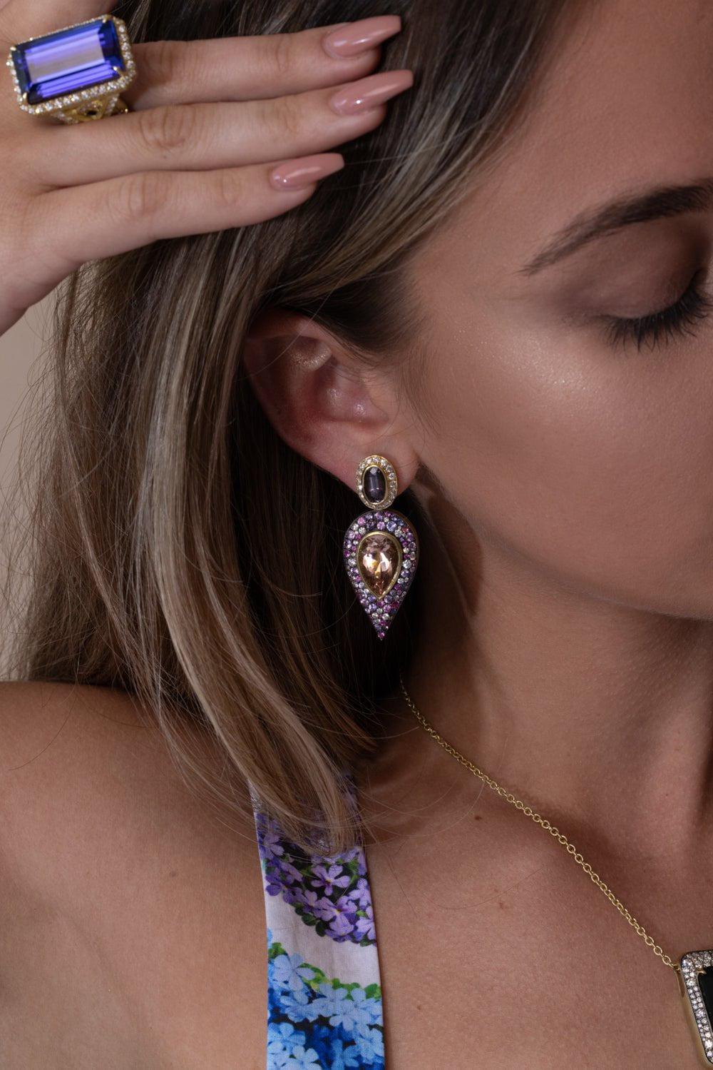 JARED LEHR-Morganite Spinel Earrings-YELLOW GOLD