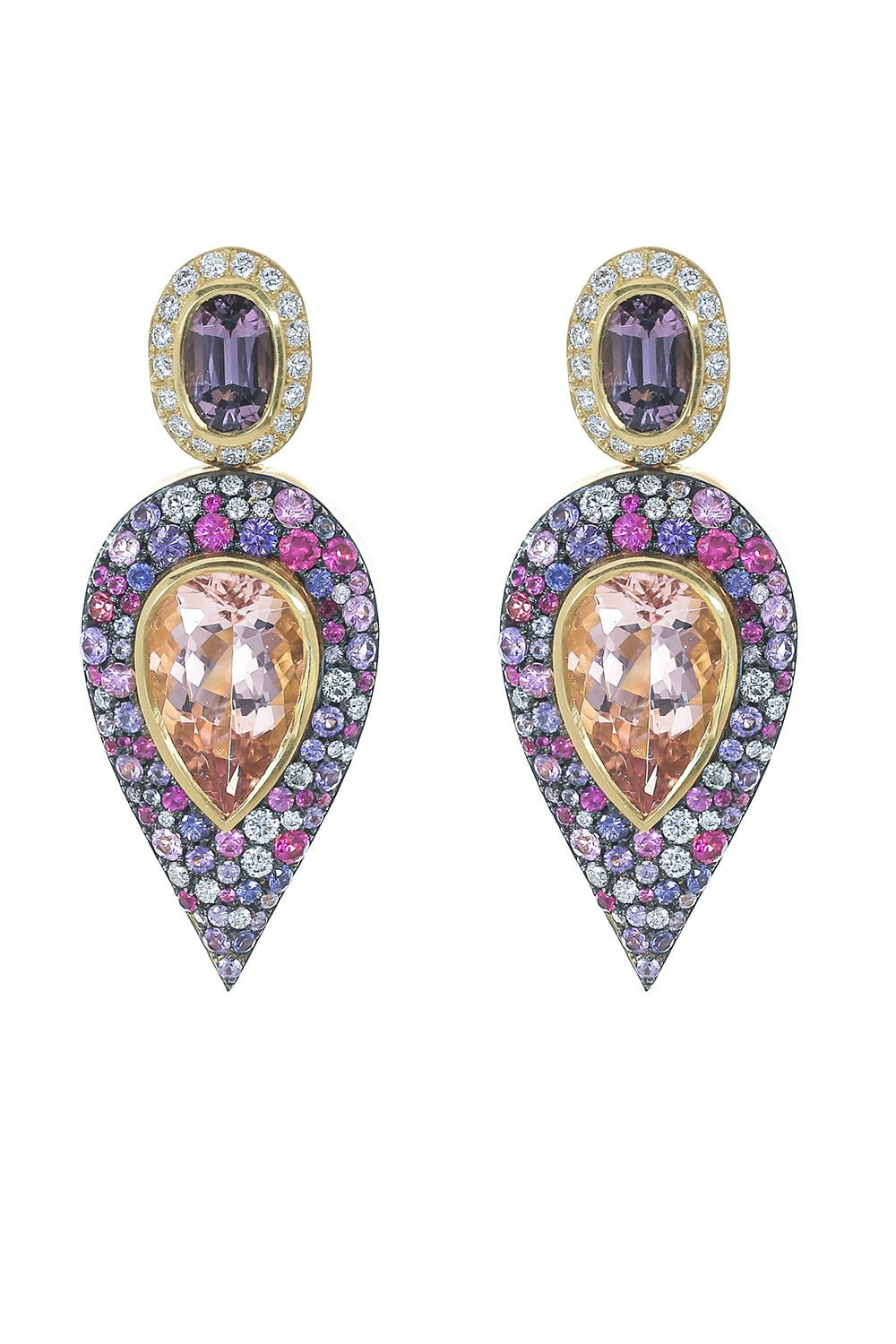 JARED LEHR-Morganite Spinel Earrings-YELLOW GOLD