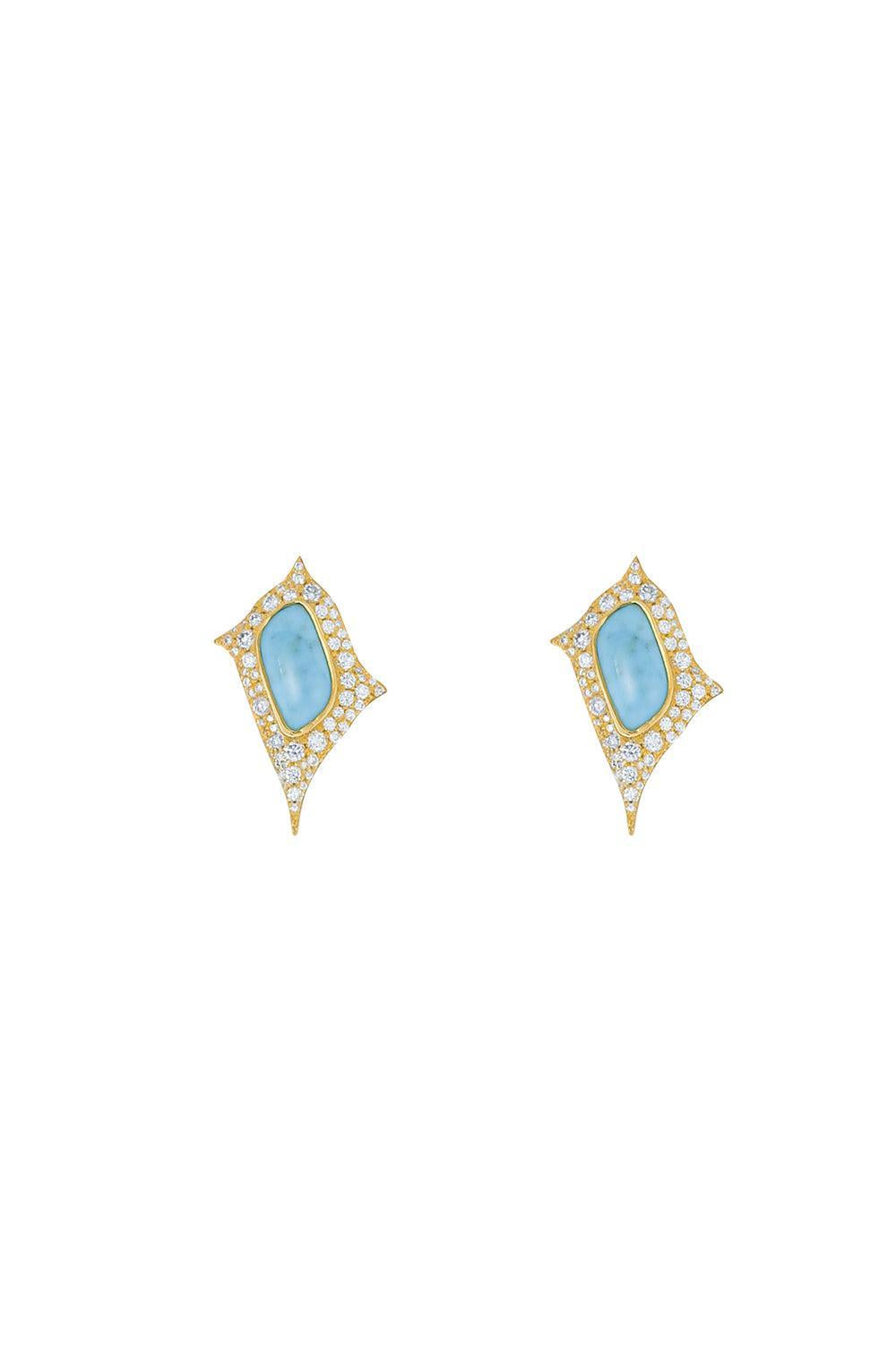 Turquoise Diamond Earrings-YELLOW GOLD-JEWELRYFINE JEWELEARRING-JARED LEHR