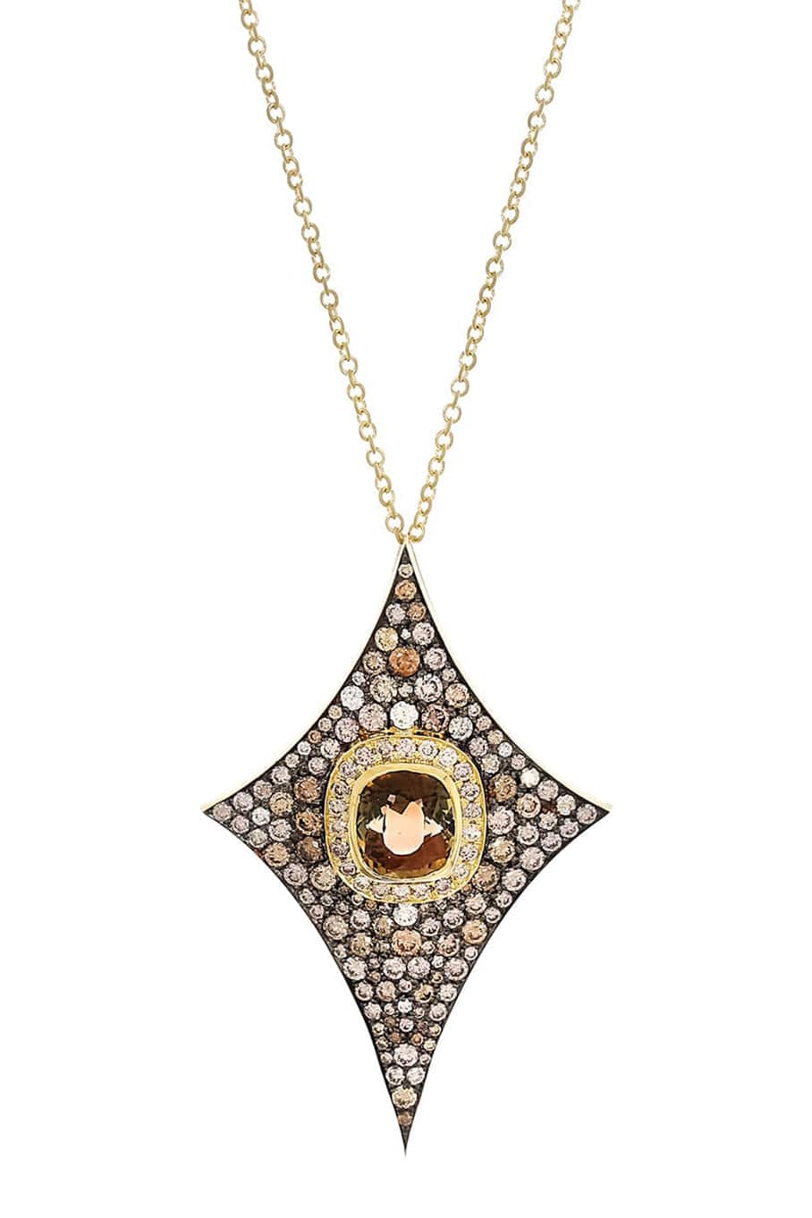 JARED LEHR-Champagne Diamond and Tourmaline Necklace-YELLOW GOLD