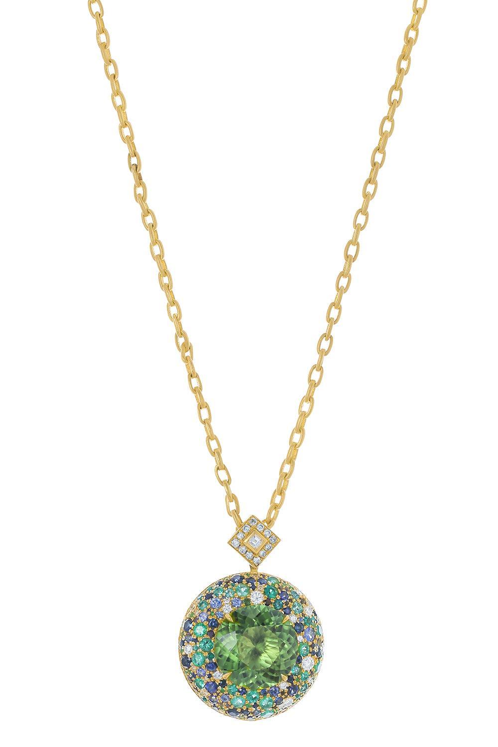 Peridot Emerald Diamond Pendant Necklace-YELLOW GOLD-JEWELRYFINE JEWELNECKLACE O-JARED LEHR