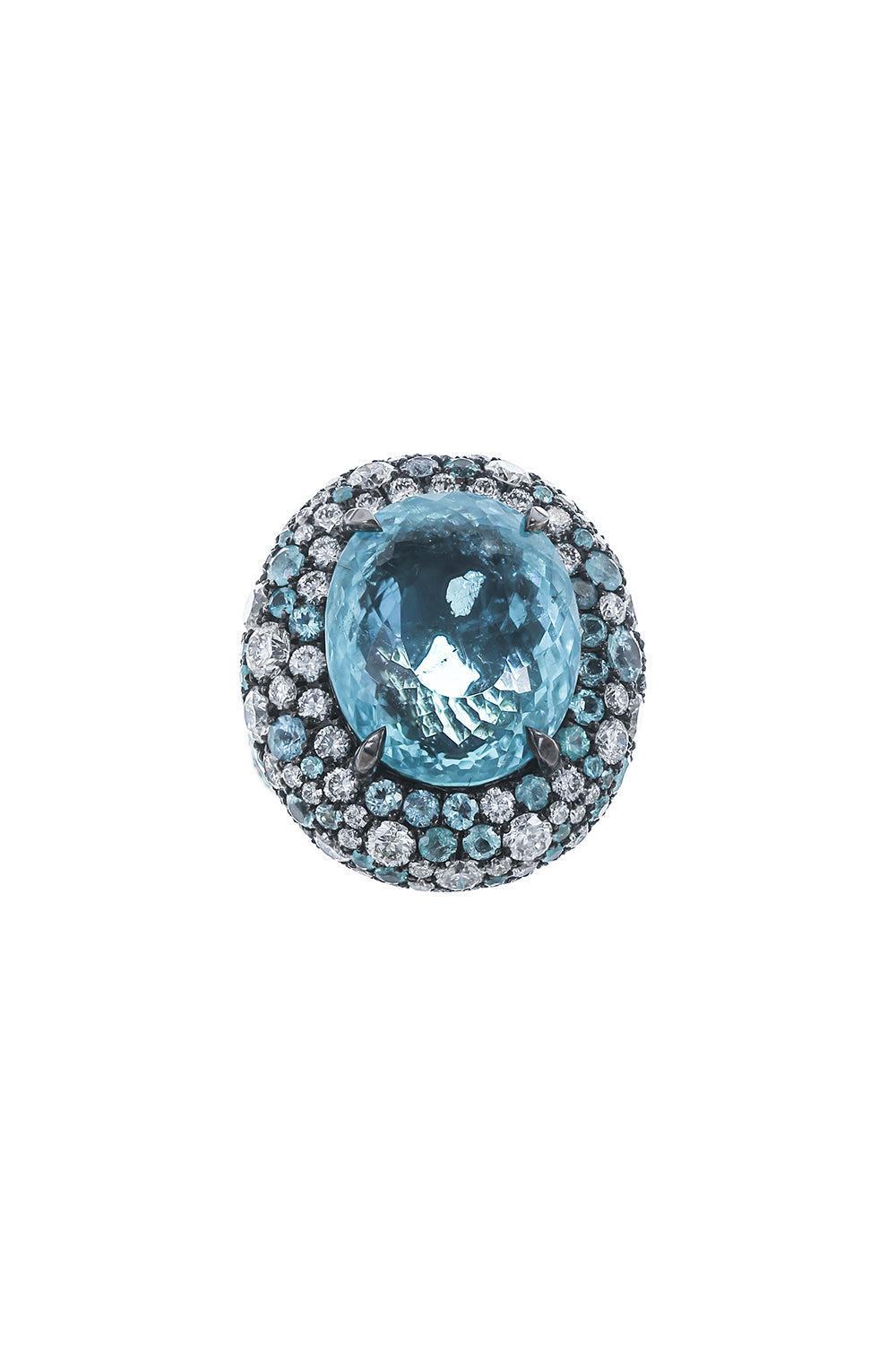 Neon Paraiba Diamond Ring-BLACK GOLD-6.75-JEWELRYFINE JEWELRING-JARED LEHR