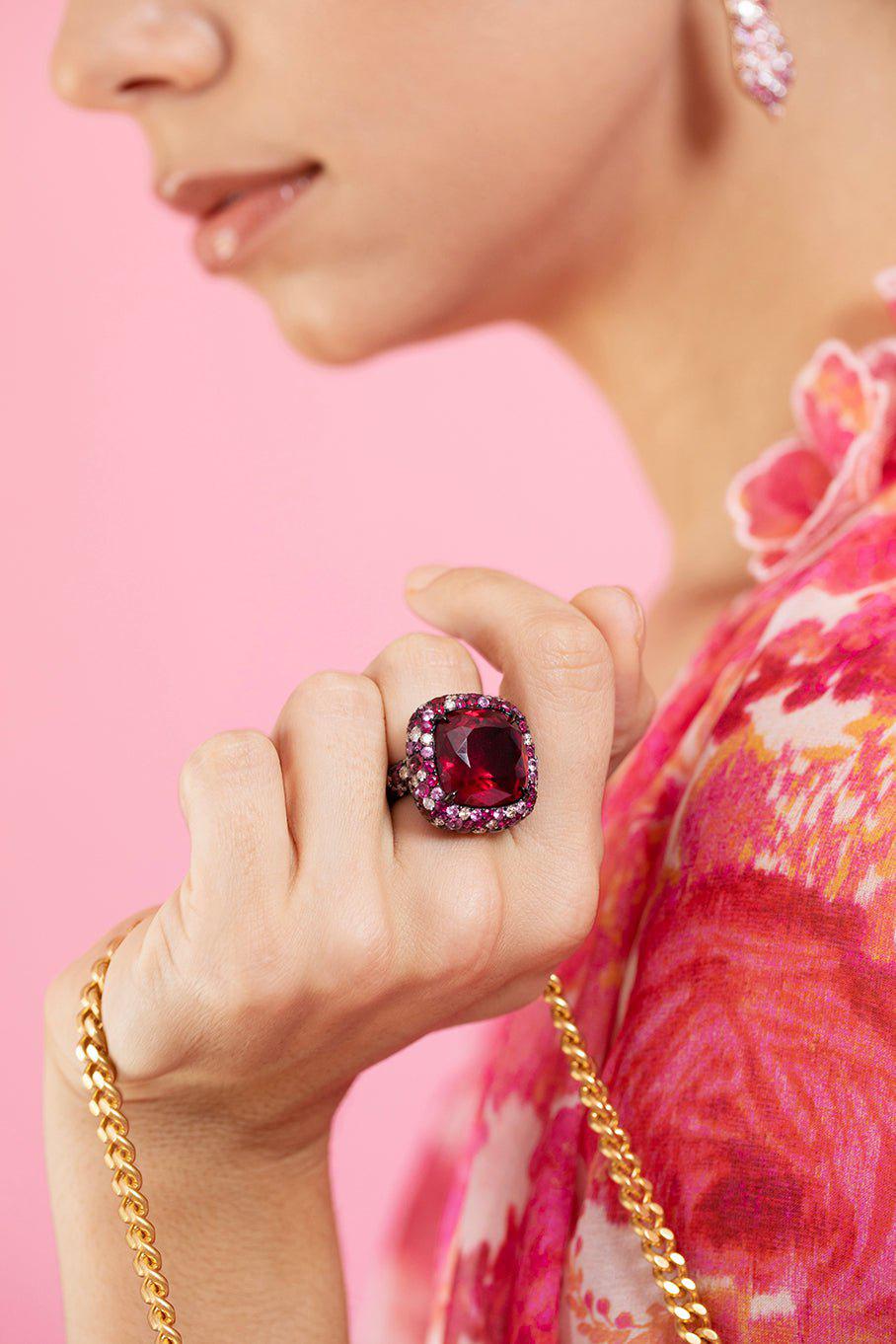 JARED LEHR-Ruby Pink Sapphire Ring-BLACK GOLD