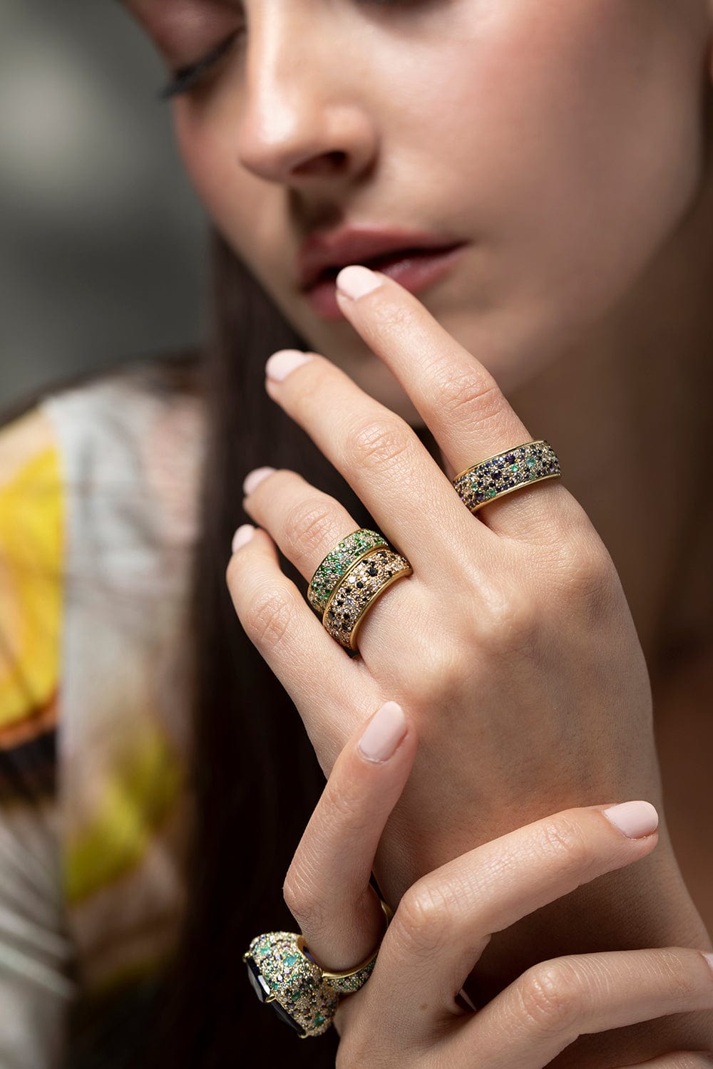 JARED LEHR-Champagne and Black Diamond Eternity Band-YELLOW GOLD