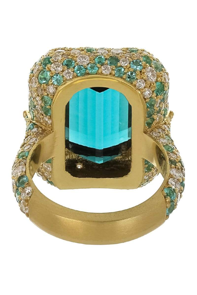 JARED LEHR-Tourmaline and Paraiba Ring-YELLOW GOLD