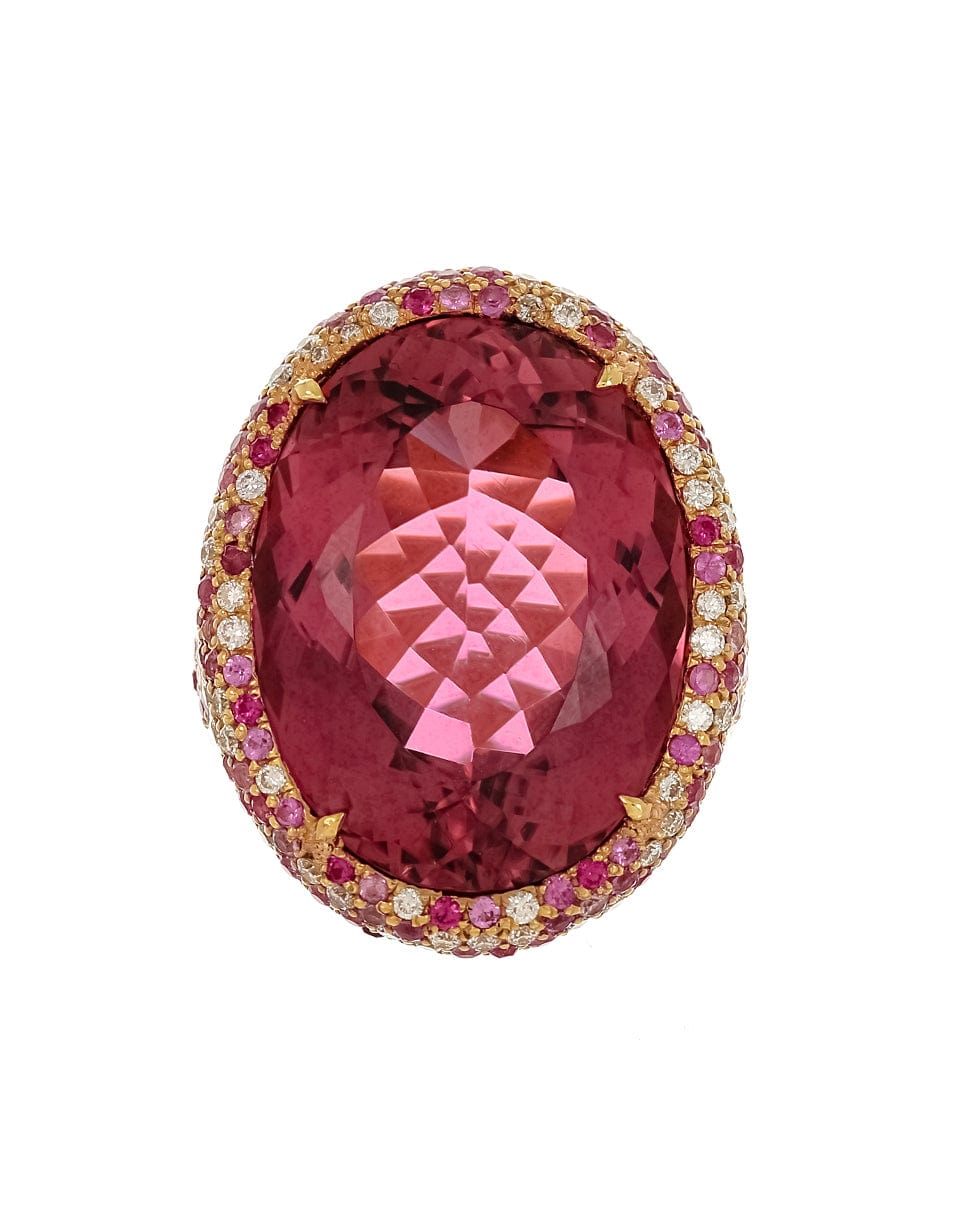 JARED LEHR-Pink Tourmaline and Sapphire Ring-YELLOW GOLD
