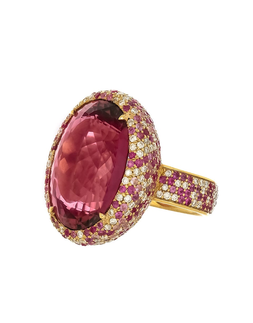 JARED LEHR-Pink Tourmaline and Sapphire Ring-YELLOW GOLD