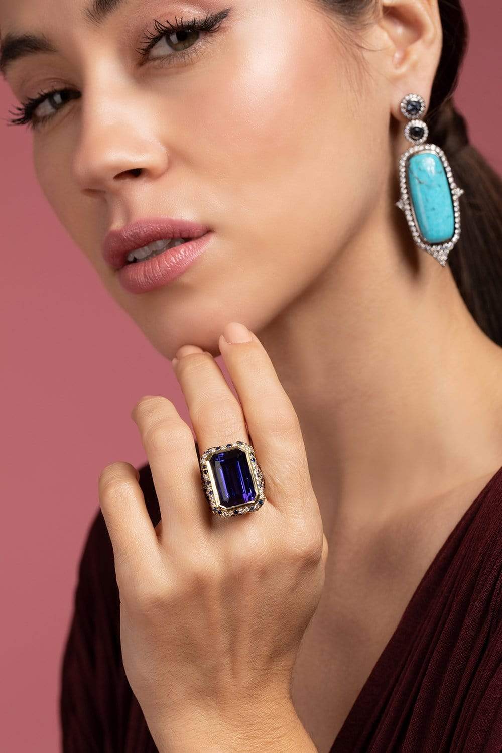 JARED LEHR-Tanzanite and Sapphire Ring-YELLOW GOLD